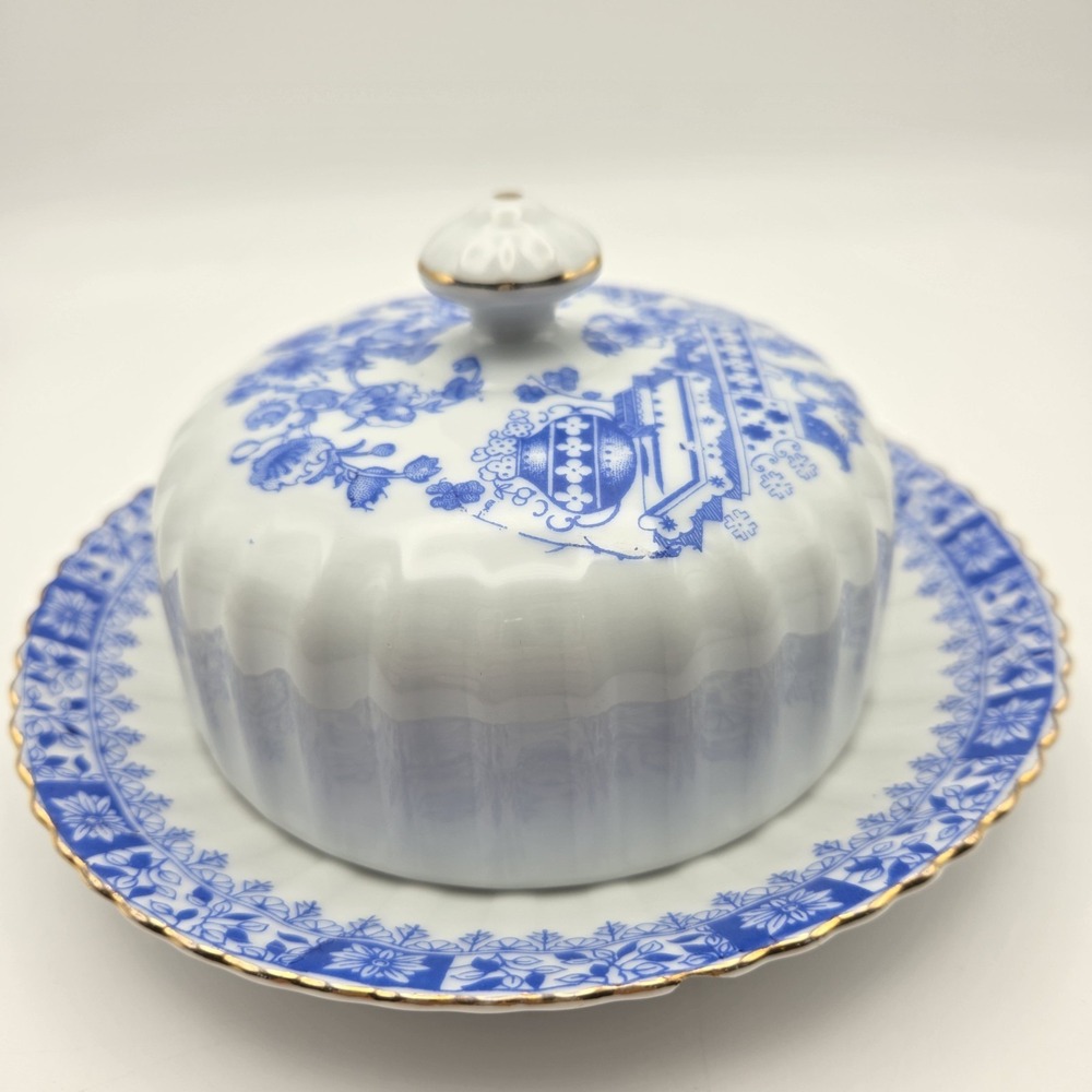 Vintage China Blau Bavaria Asian Pattern Blue & White Butter Dish Germany - Picture 5 of 14